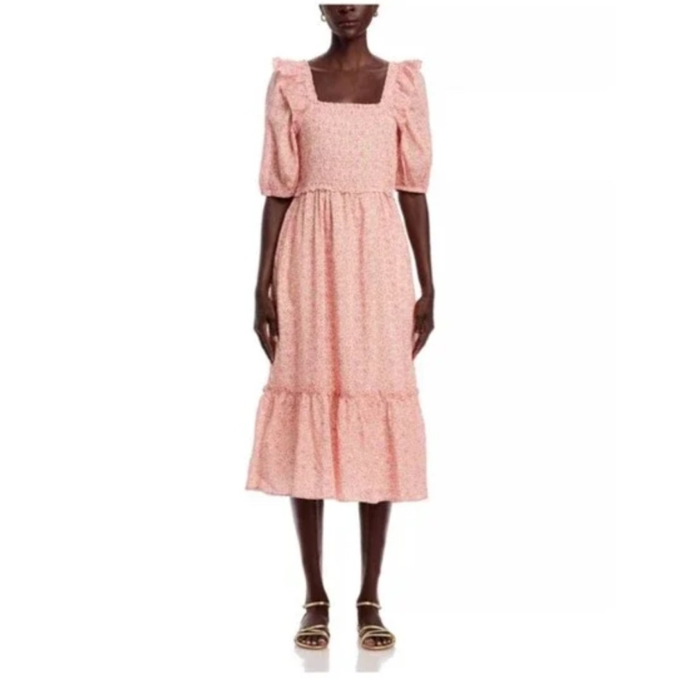 Vineyard Vines NWT Floral Smocked Midi Dress Women’s Size Medium‎ Puff Sleeve